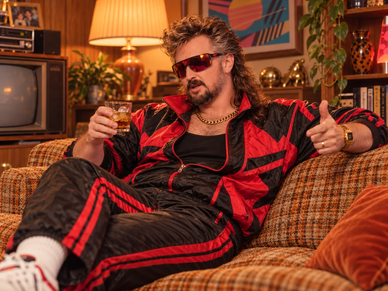 Michael in retro tracksuit